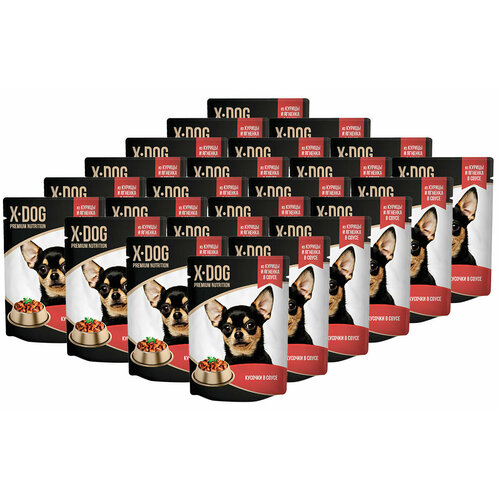 X-DOG для взрослых собак с курицей и ягненком в соусе (85 гр х 24 шт)
