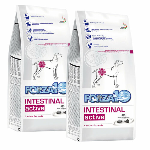 FORZA10 DOG INTESTINAL ACTIVE для взрослых собак всех пород при заболеваниях желудочно-кишечного тракта (10 + 10 кг) forza10 forza10 intestinal colitis fase полнорационный диетический корм для взрослых собак с рыбой 4 кг