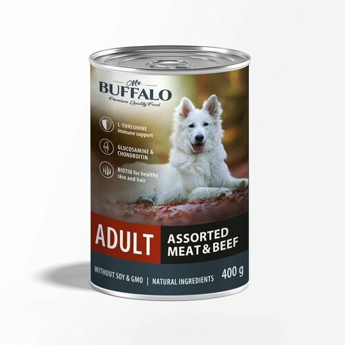 Баффало 90464 ADULT кон. длЯ собак Мясное ассорти с говядиной 400г (2 шт)