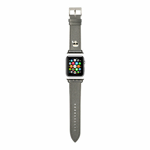 Karl Lagerfed Ремешок Lagerfeld PU Saffiano Karl head для Apple Watch 42-44-45 mm, серебристый