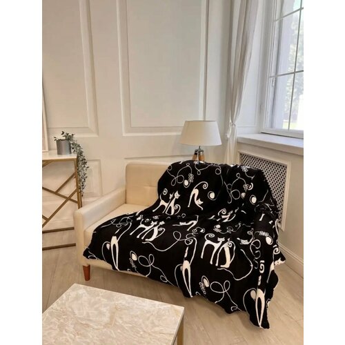 Плед бамбуковый покрывало арамэ котики цвет черный 180200см 499₽