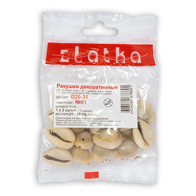 Ракушки декоративные Zlatka D20-31 размер 20*10 мм 20 г №01 натуральные 1 штука