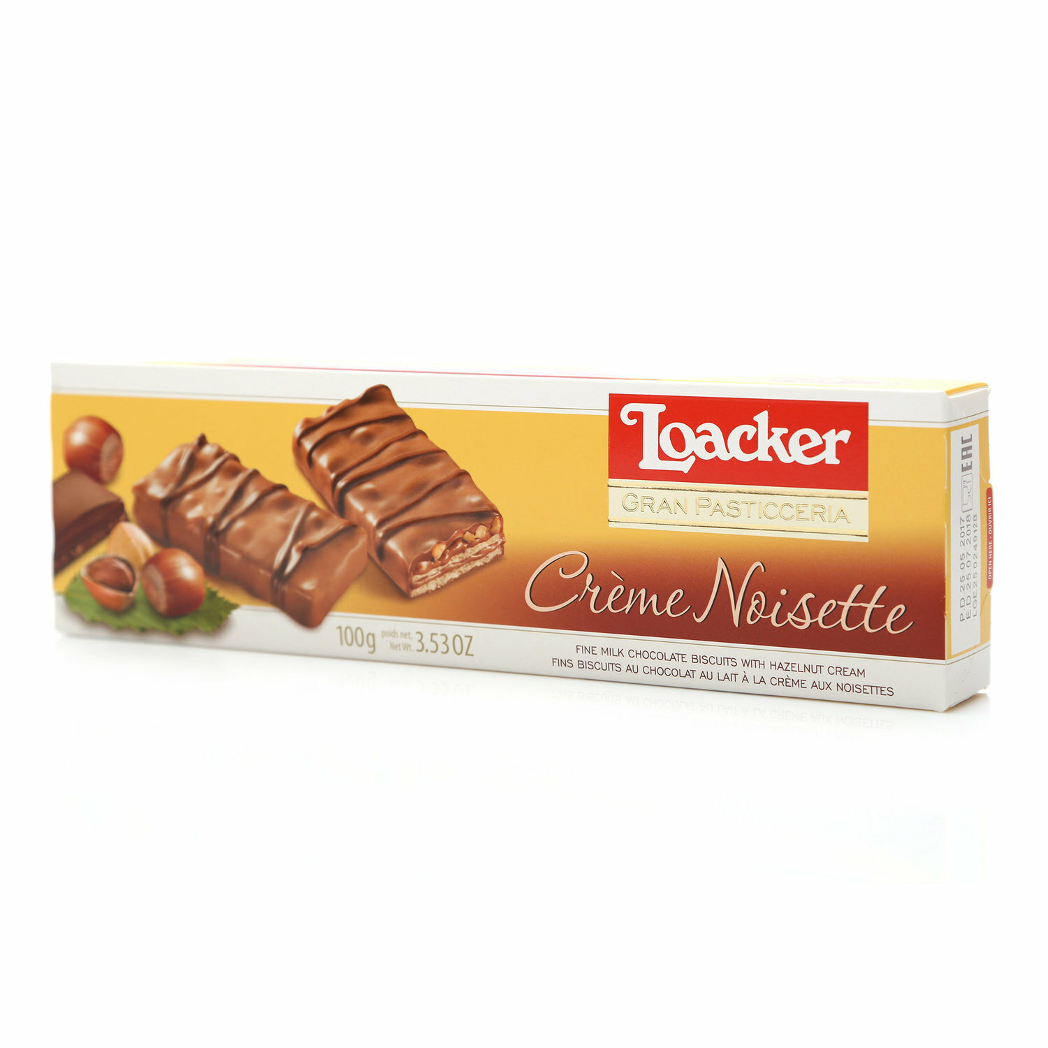 Печенье Loacker creme noisette с ореховой начинкой в молочном шоколаде 100 г - фото №10