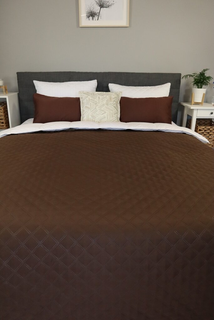 Покрывало БельВита "Ультрастеп", 150x210, синтепон, шоколадное, геометрический рисунок — фото 1