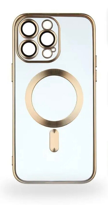 Чехол силиконовый прозрачный на Apple iPhone 12 ProMax c поддержкой Magsafe с магнитной зарядкой и защитой камеры Айфон 12 про максчерный