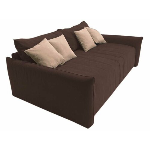 Диван-кровать прямой Mistero для гостиной c подлокотниками, коричневый, велюр, раскладной, 237х145х73см