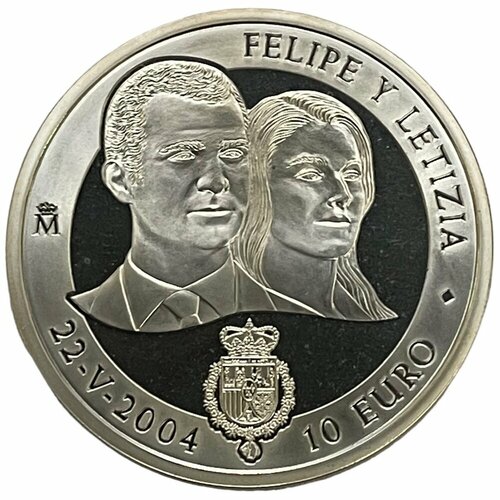 Испания 10 евро 2004 г. (Свадьба Филиппа и Летиции) (Proof)