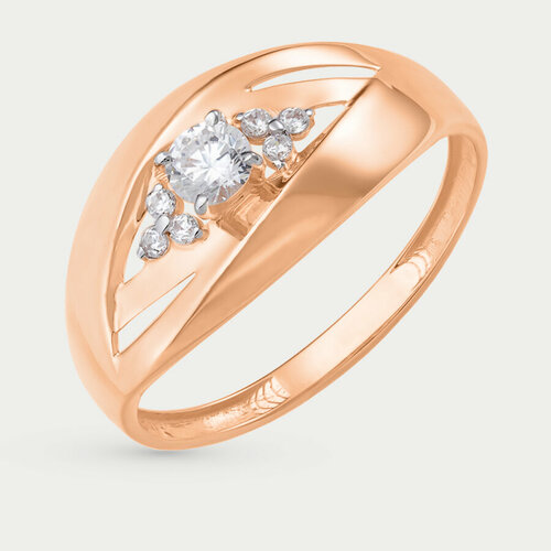 Кольцо GOLD CENTER, красное золото, 585 проба, фианит, размер 17.5