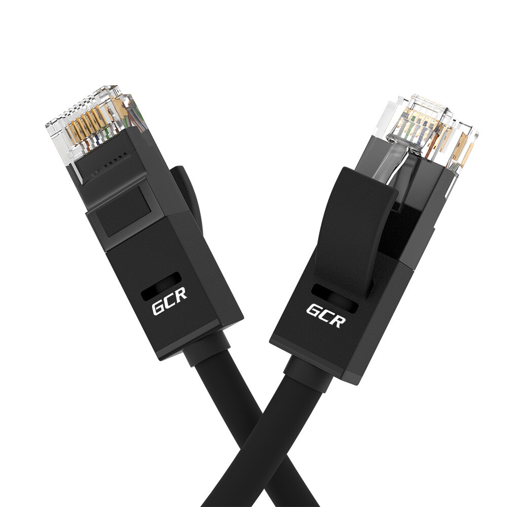 Короткий патч-корд LAN кабель GCR для подключения интернета КАТ.5e RJ45 1Гбит/c 50 см патч-корд UTP черный