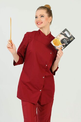 Изображение товара Китель повара женский вилан, бордовый, на кнопках, размер 44-46, рост 158-164
