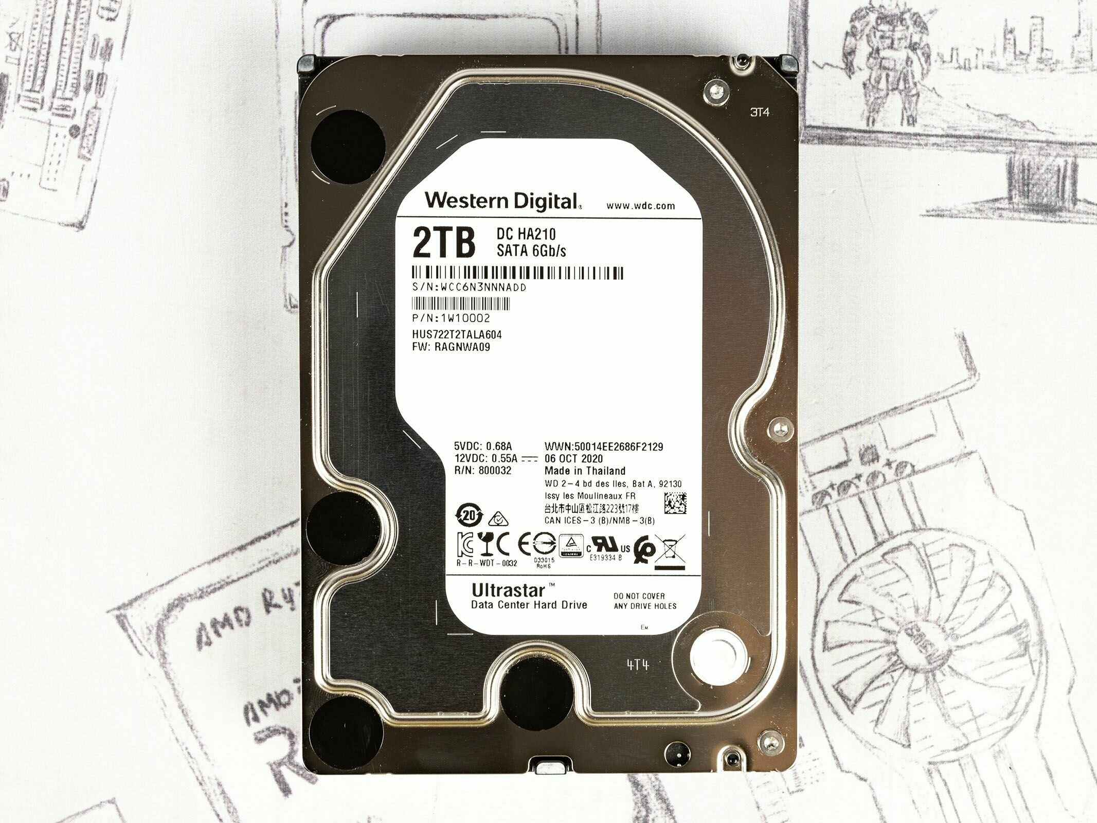 Жесткий диск WD Ultrastar DC HA210 HUS722T2TALA604, 2Тб, HDD, SATA III, 3.5" [1w10002] - фото №17