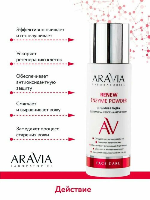 ARAVIA Laboratories, Энзимная пудра для умывания с РНА-кислотами Renew Enzyme Powder, 150 мл