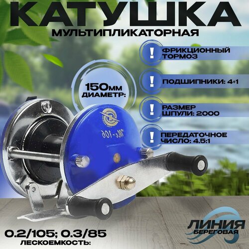 фото Мультипликаторная катушка для зимней рыбалки me-106 "лебедка" классическая state fishing