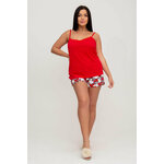 Жен. пижама с шортами арт. 23-0098 Красный 46 Кулирка Моделлини Цветы - изображение