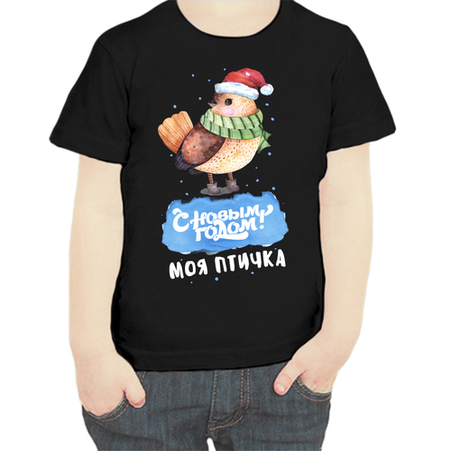 фото Футболка , размер 104, черный нет бренда