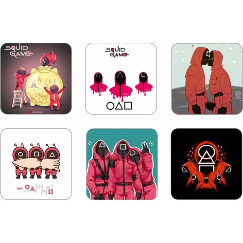 3D стикеры Игра в кальмара , 3д наклейки на телефон, №3 6 шт. 3х3 см