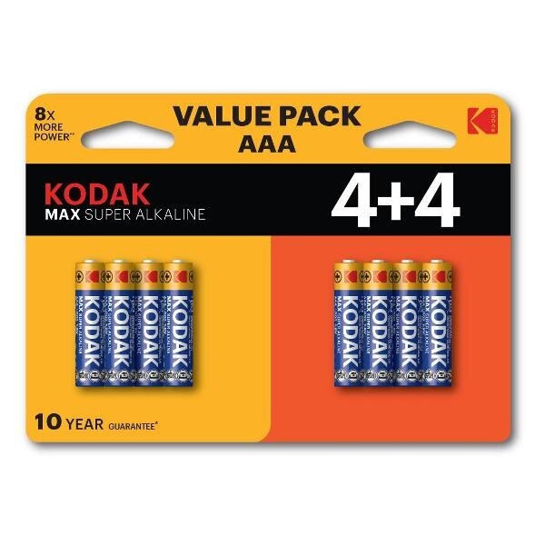 Батарейки Kodak LR03 4+4BL MAX SUPER Alkaline AAA - фото №3