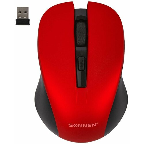 Мышь беспроводная Sonnen V18 USB 800 1200 1600dpi 4 кнопки с бесшумным кликом красная х3шт 292800₽