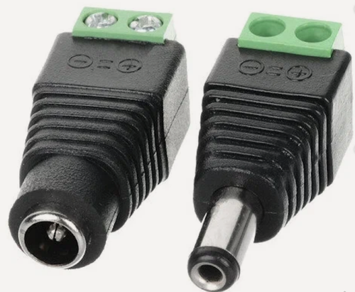 Изображение товара Разъем питания для камер видеонаблюдения штекер DC 2.1х5.5 штекер + гнездо ("папа" + "мама") - 5 комплектов