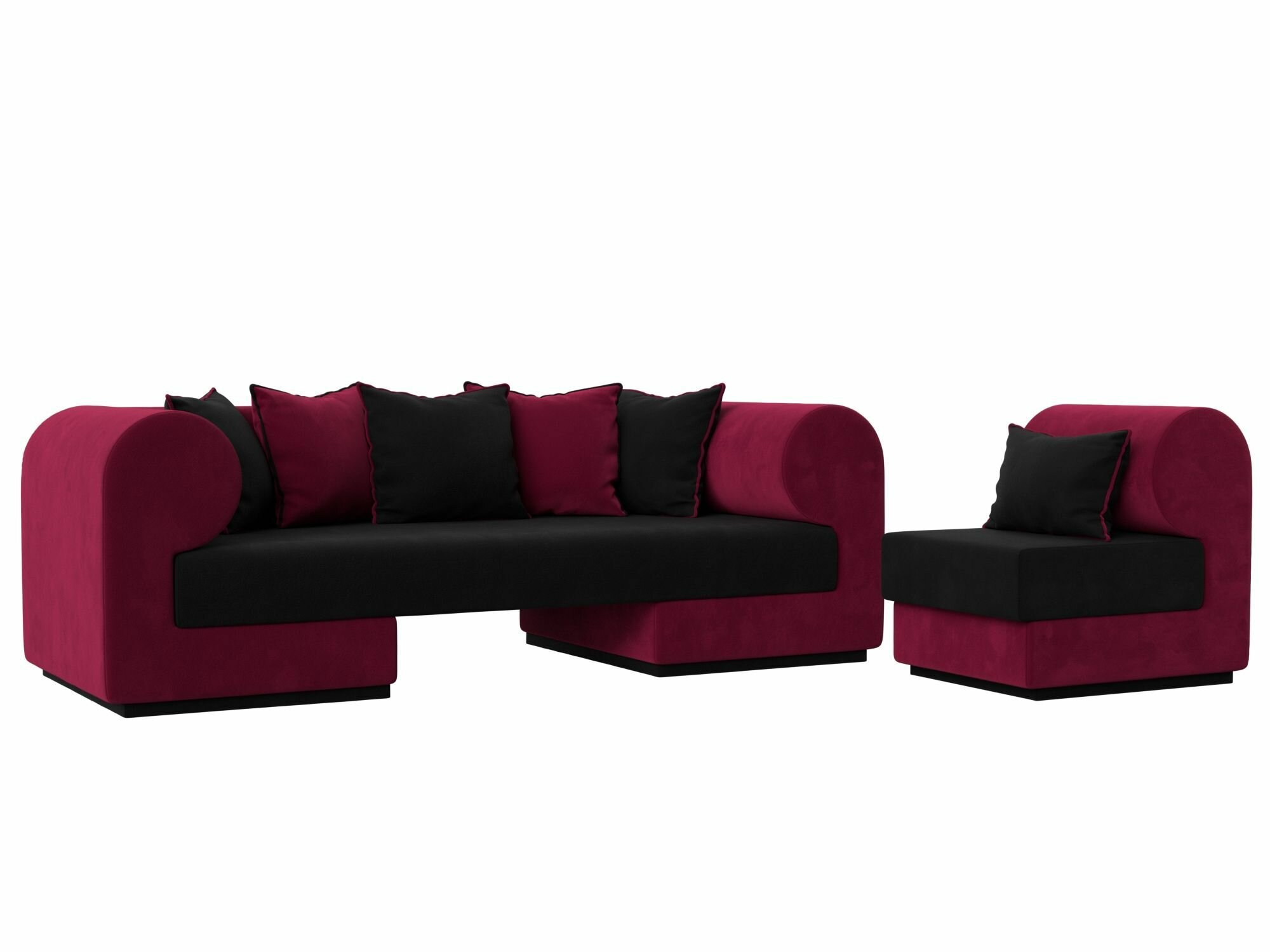 Набор Кипр-2 (диван, кресло), Микровельвет черный и бордовый