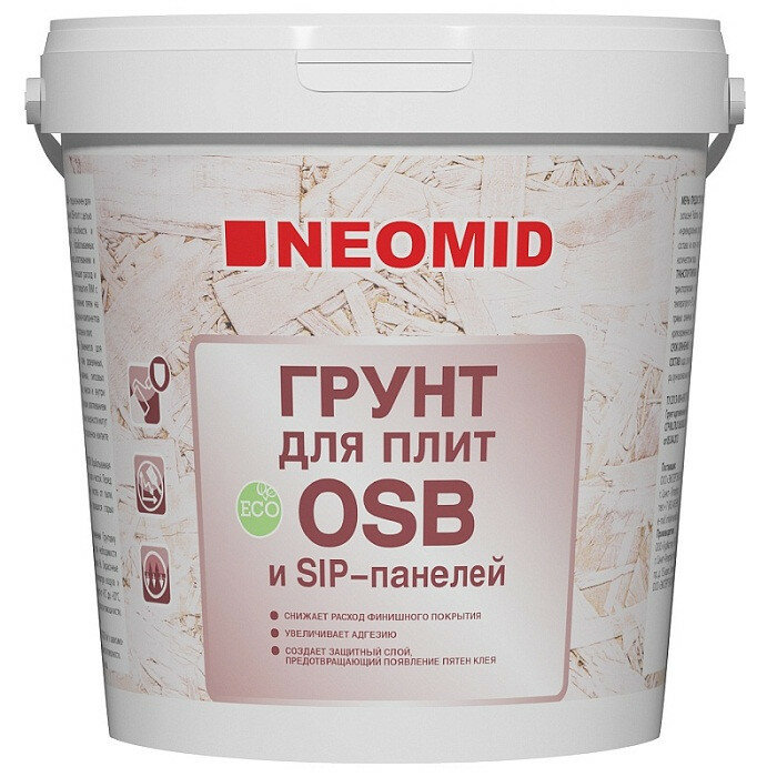 NEOMID краска-грунт фасадная для плит OSB и SIP панелей с биозащитой 3в1, белая (14кг)