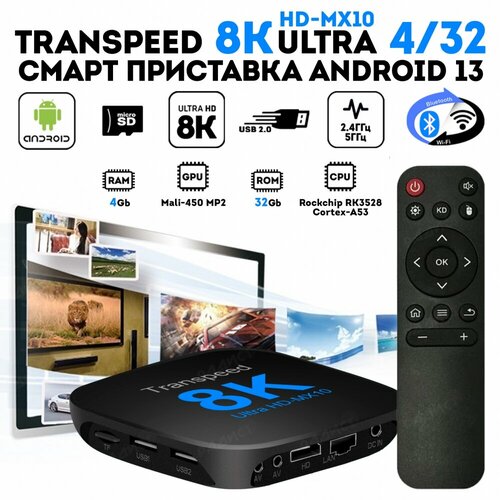 Андроид приставка Transpeed 8k ultra hd 432 Гб Android 13 4998₽