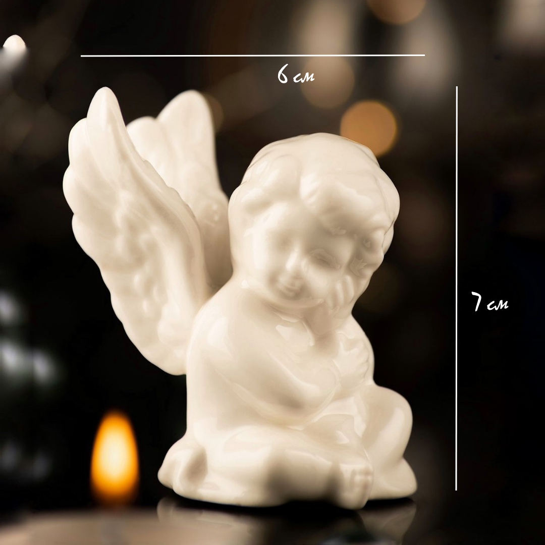 Фигурка фарфоровая сувенир "Ангел", 7 см, белый с крыльями