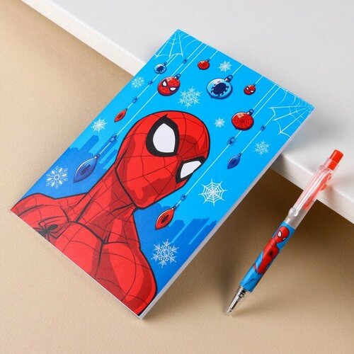 Канцелярский набор Marvel С Новым годом, Человек-Паук, блокнот А5, ручка, наклейки marvel адвент с новым годом человек паук