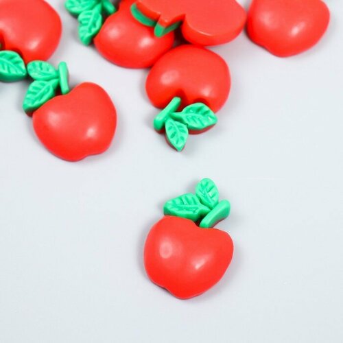 Декор для творчества КНР Красное яблоко с листиками пластик, 3х1,7 см, набор 10 шт (9284128) салатник мфк красное яблоко 14 см