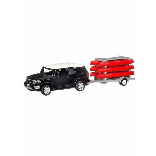 Модель машины Toyota FJ Cruiser+Трейлер с парусником 1:43 (11,5см) инерция коллекционная модель металлическая газ м20 победа с прицепом машинки для мальчиков масштаб 1 43 длина с прицепом 16 5 см