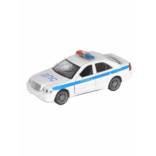 Модель машины MERCEDES-BENZ С class полиция (ДПС) 1/32 (14,5см) свето-звуковые эффекты, белый, 1 шт.