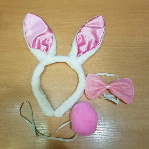 Карнавальный набор Ободок уши Кролика, бабочка и хвостик 34466
