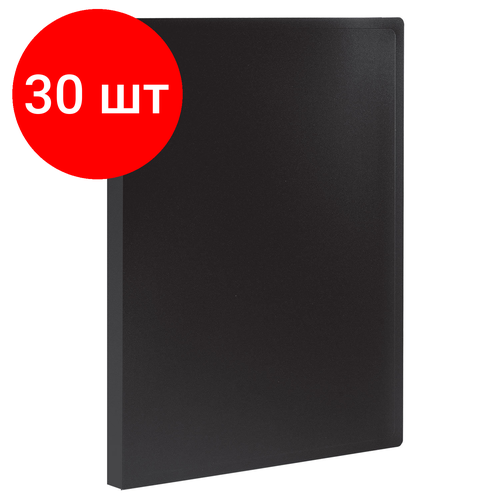 Комплект 30 шт, Папка 10 вкладышей STAFF, черная, 0.5 мм, 225689