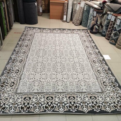 Ковер Модерн БАЛ текстиль SARAR NATUREL KZ F176A , , цвет Бежевый; Серый, из нитей Полиэстер, основа полиэстер, размер 2 м на 5 м, вес 15 кг