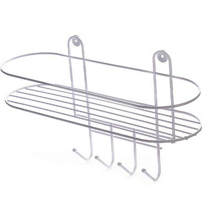 фото Полка в ванную 4 крючка овальная (34,5*12,5)