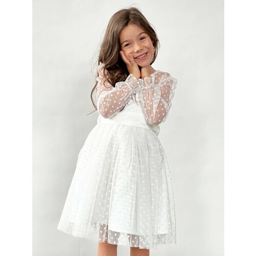 фото Платье бушон, размер 128-134, белый