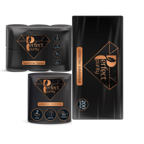 Набор Perfect Purity черный. Салфетки, Полотенца, Бумага