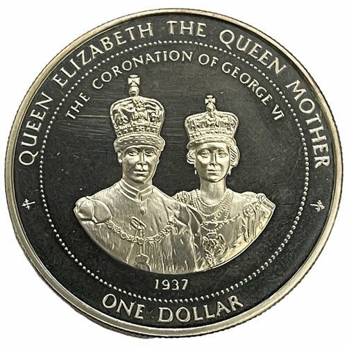 Бермудские острова 1 доллар 1996 г. (Коронация Георга VI) (Ag) (Proof) клуб нумизмат монета доллар бермудских островов 1996 года серебро елизавета ii
