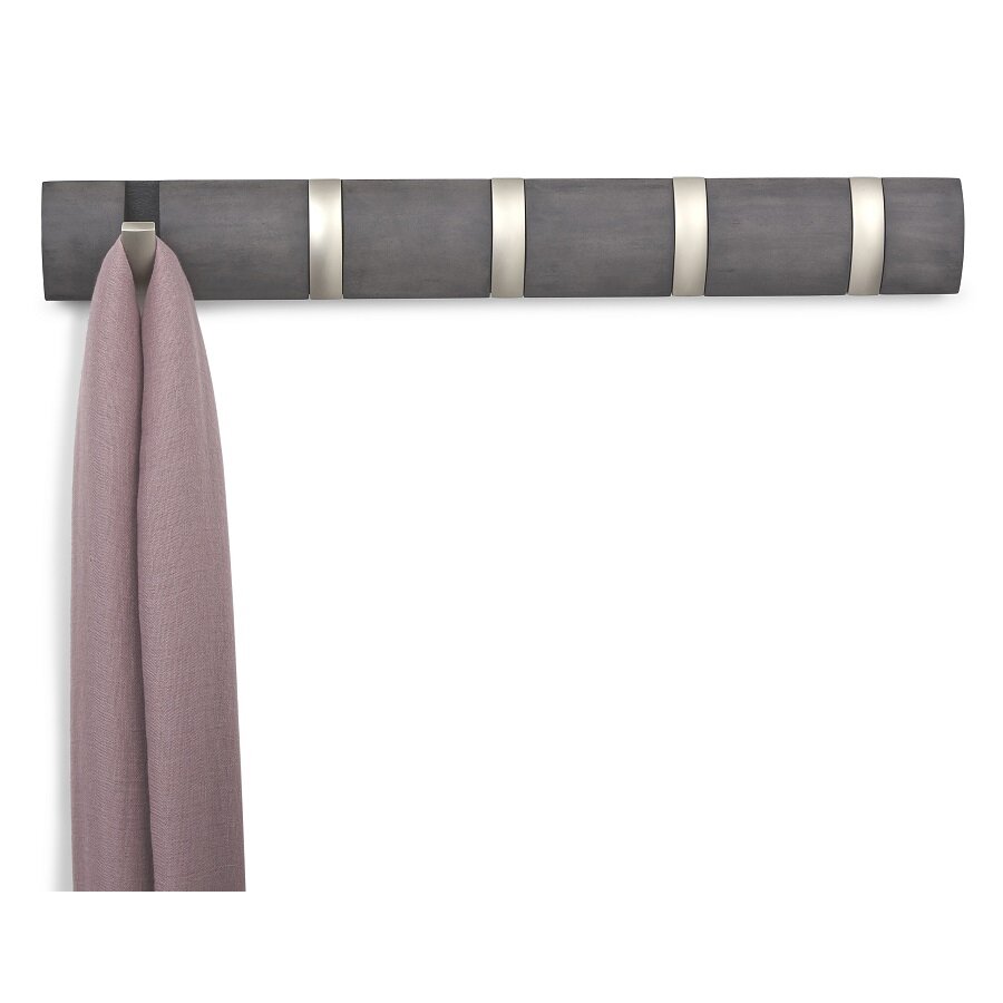 Вешалка настенная горизонтальная flip 5 крючков дерево/никель Umbra - фото №6