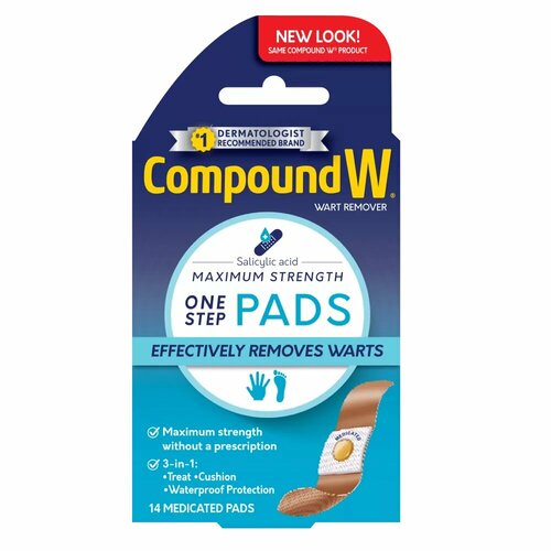 Пластыри для удаления бородавок Compound W One Step Pads