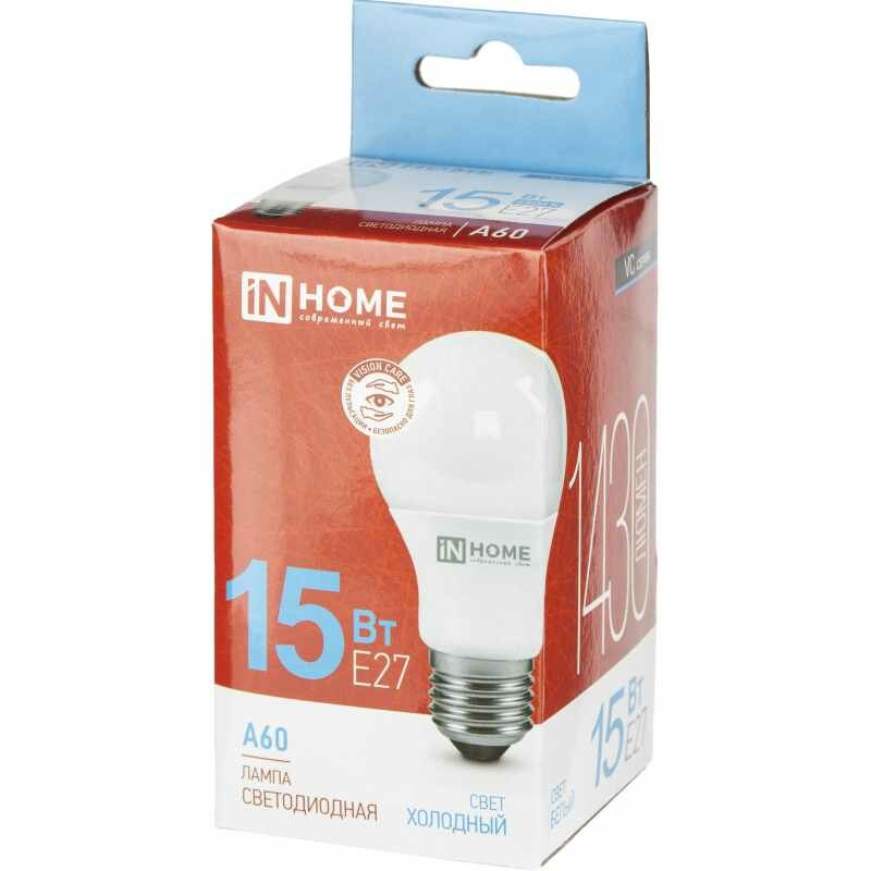 Упаковка ламп INHOME LED-A60-VC, 15Вт, 1350lm, 30000ч, 6500К, E27, 10 шт. - фото №10