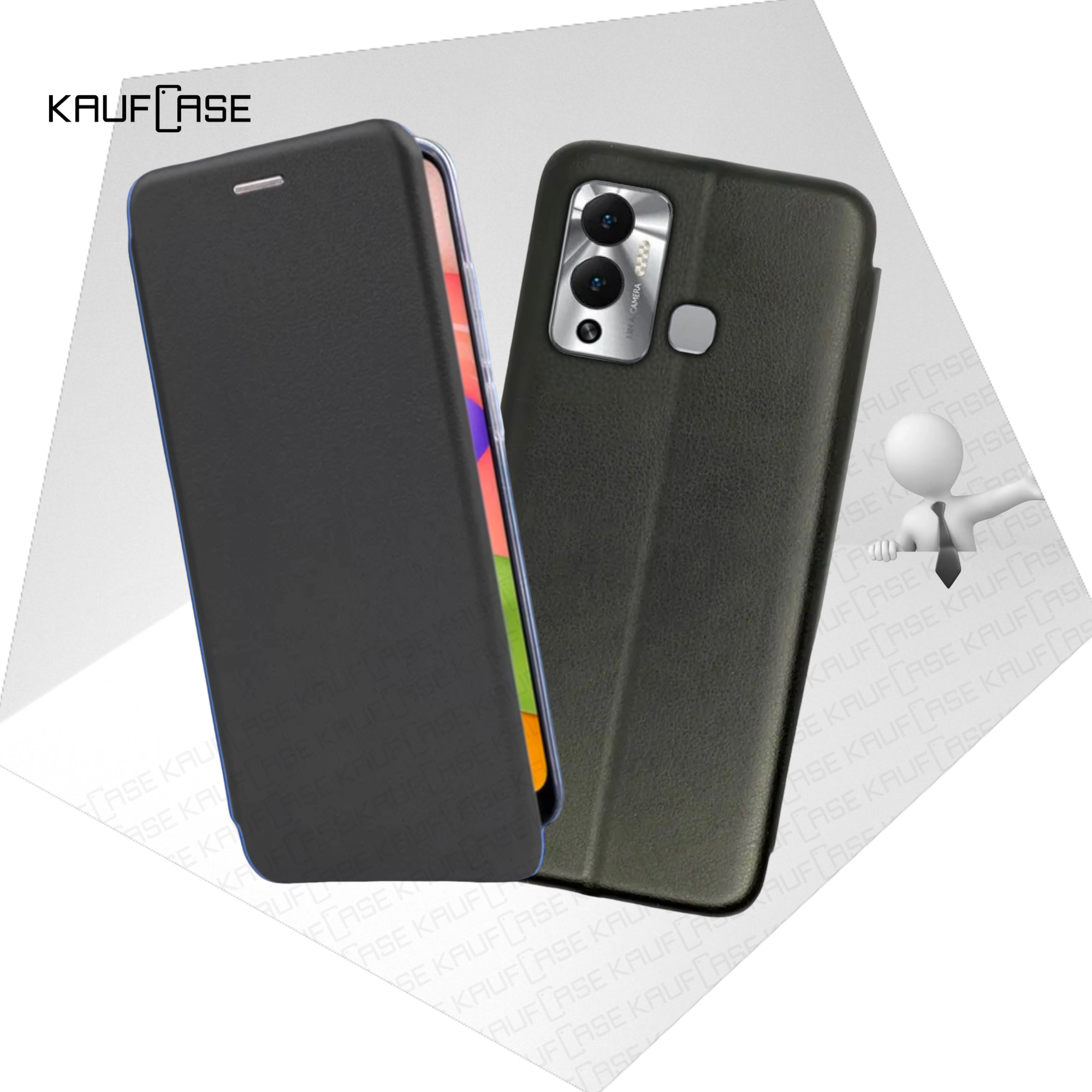 Чехол книжка для телефона Infinix Hot 12 Play NFC (X6816D) (6.82"), черный. Текстура под кожу