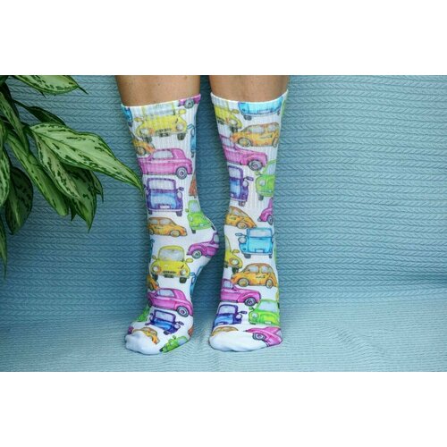 фото Носки , размер 36/41, красный, желтый, белый хлопковые cotton print