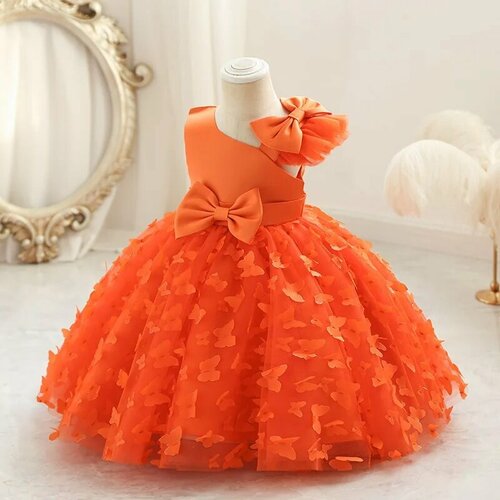 Платье, размер 120, оранжевый, коралловый платье размер 120 оранжевый