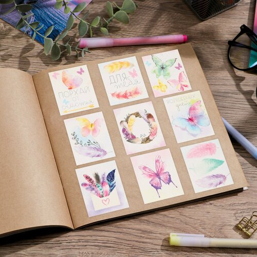Наклейки бумажные «Бабочки» , 11 × 15,5 см (5шт.)