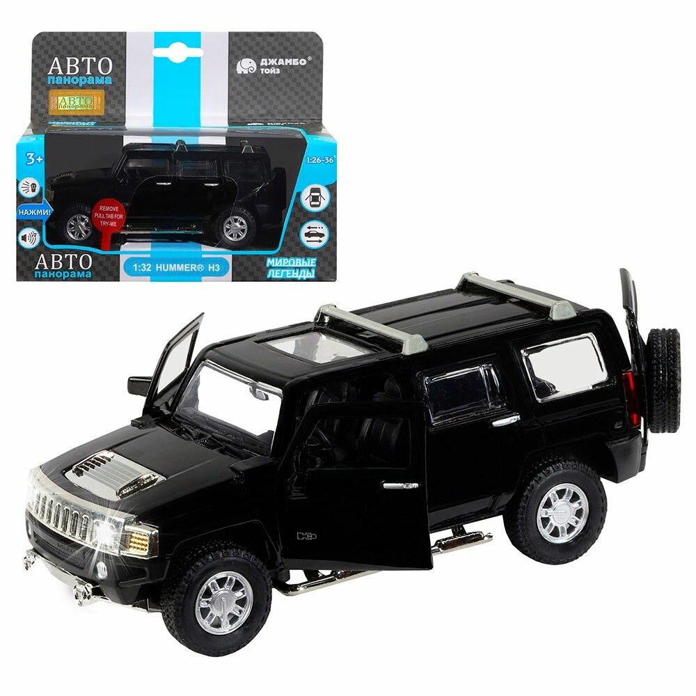 Модель 1:32 Hummer H3, черный 1251156JB Автопанорама