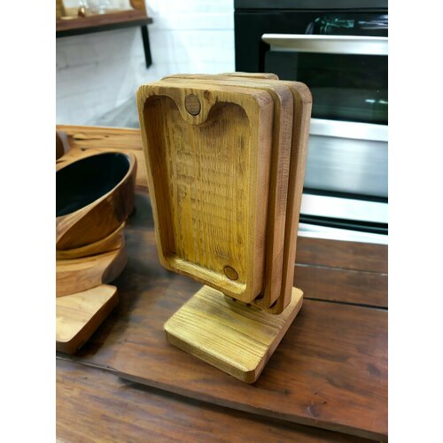 Набор менажниц из массива хвои на подставке 3шт.