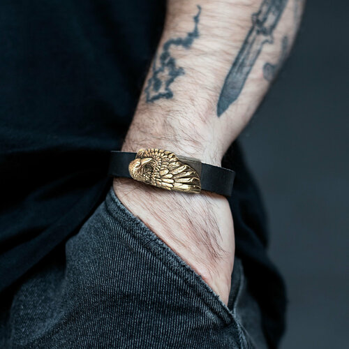 Браслет KUBART, размер 19 см., золотой, черный