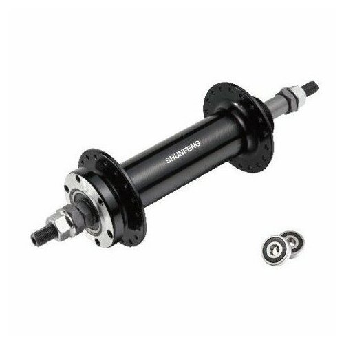 фото Втулка задняя shunfeng для фэтбайка, 36h, 6/7ск, промподшипники, old:170мм, под диск 6-болтов, qr, чёрный, под трещотку, гайки