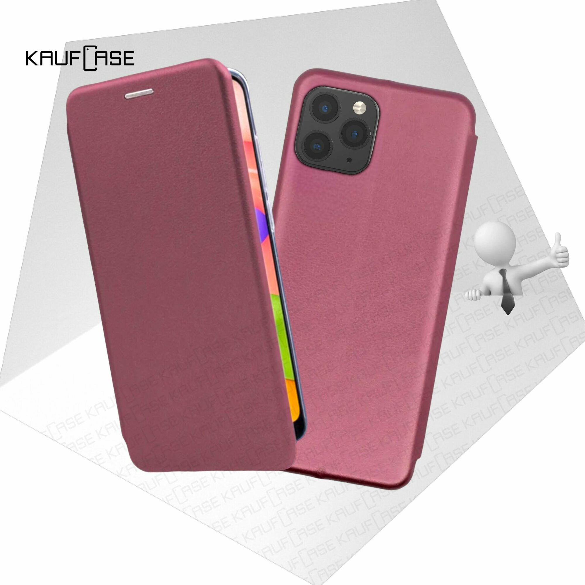 Чехол книжка KaufCase для телефона Apple iPhone 11 Pro Max (6.5"), бордовый. Трансфомер